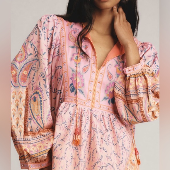 Farm Rio Long Sleeve Bohemian Kaftan Maxi Dress - Picture 2 of 15